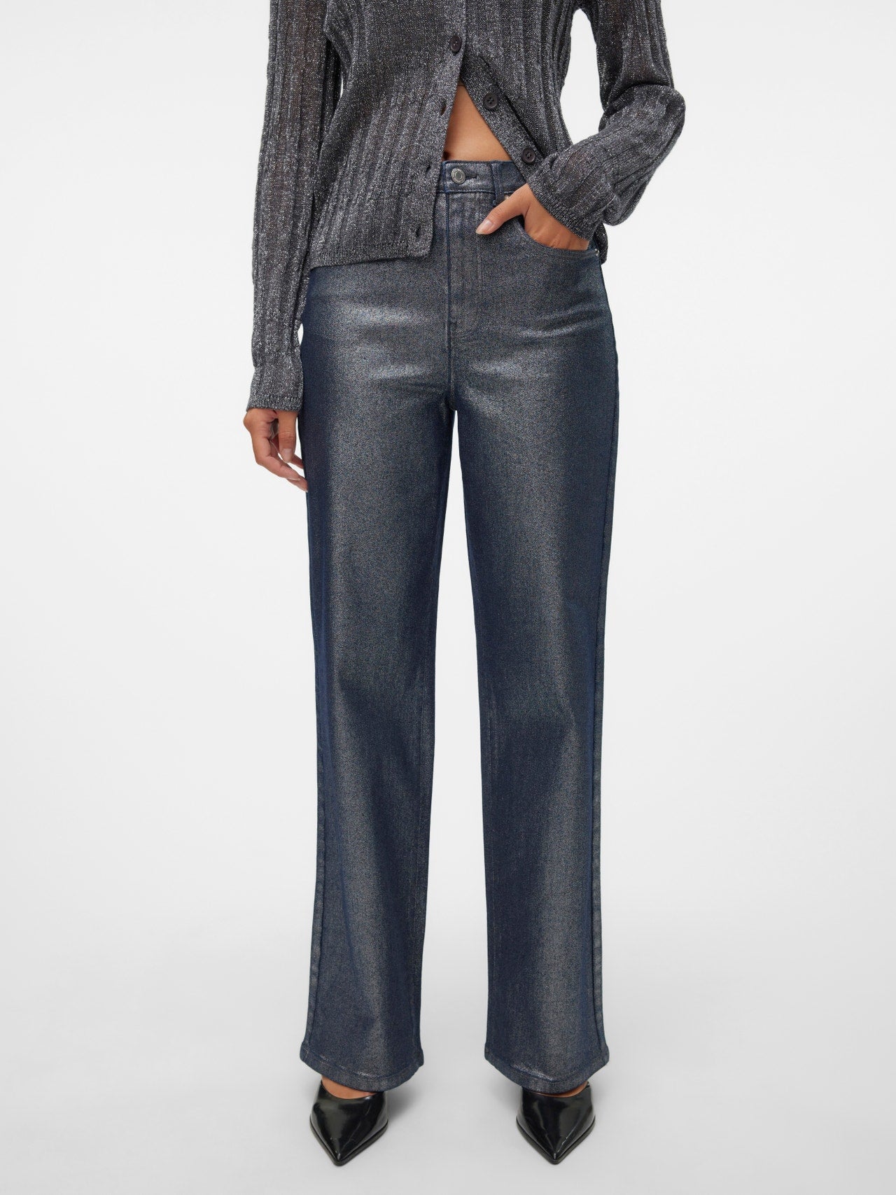 VMTESSA Hohe Taille Weit geschnitten Jeans