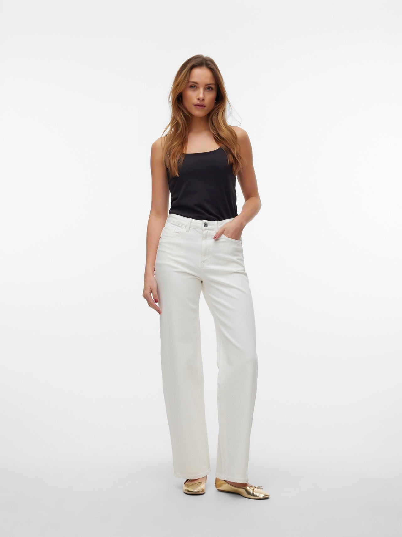 VMTESSA Hohe Taille Weit geschnitten Jeans