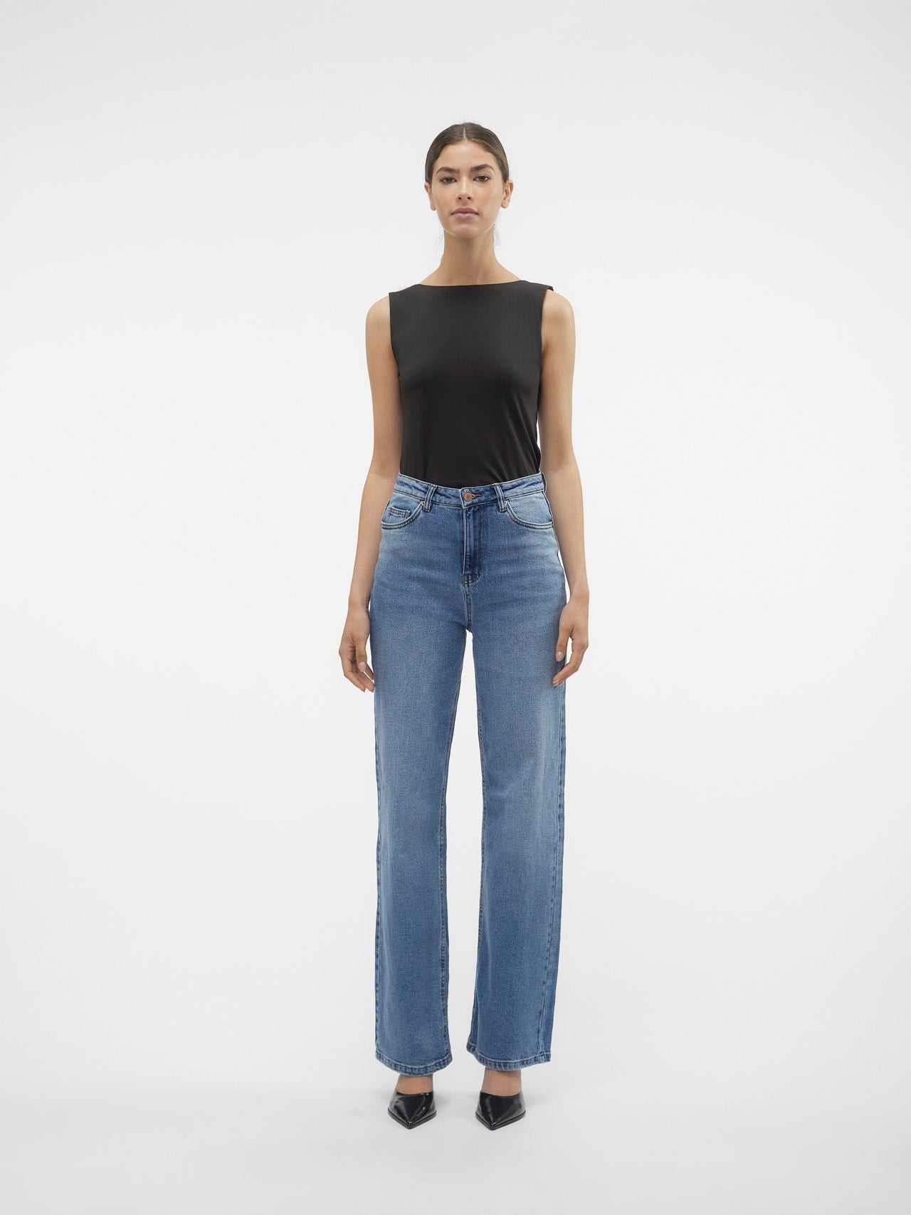 VMTESSA Hohe Taille Weit geschnitten Jeans