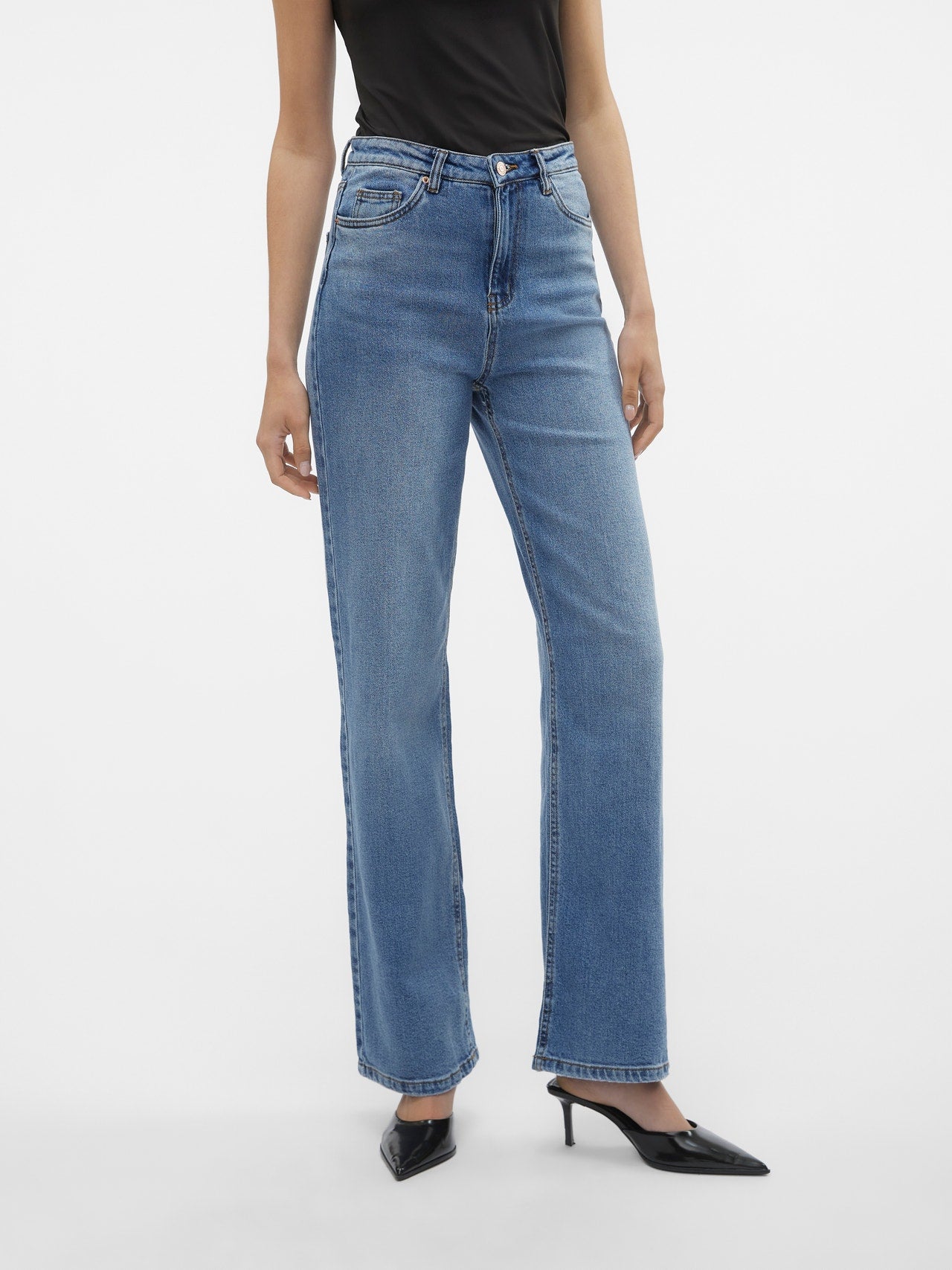 VMTESSA Hohe Taille Weit geschnitten Jeans