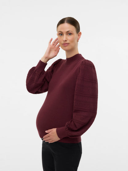 Normal geschnitten Hoch geschlossen Ballonärmel Pullover