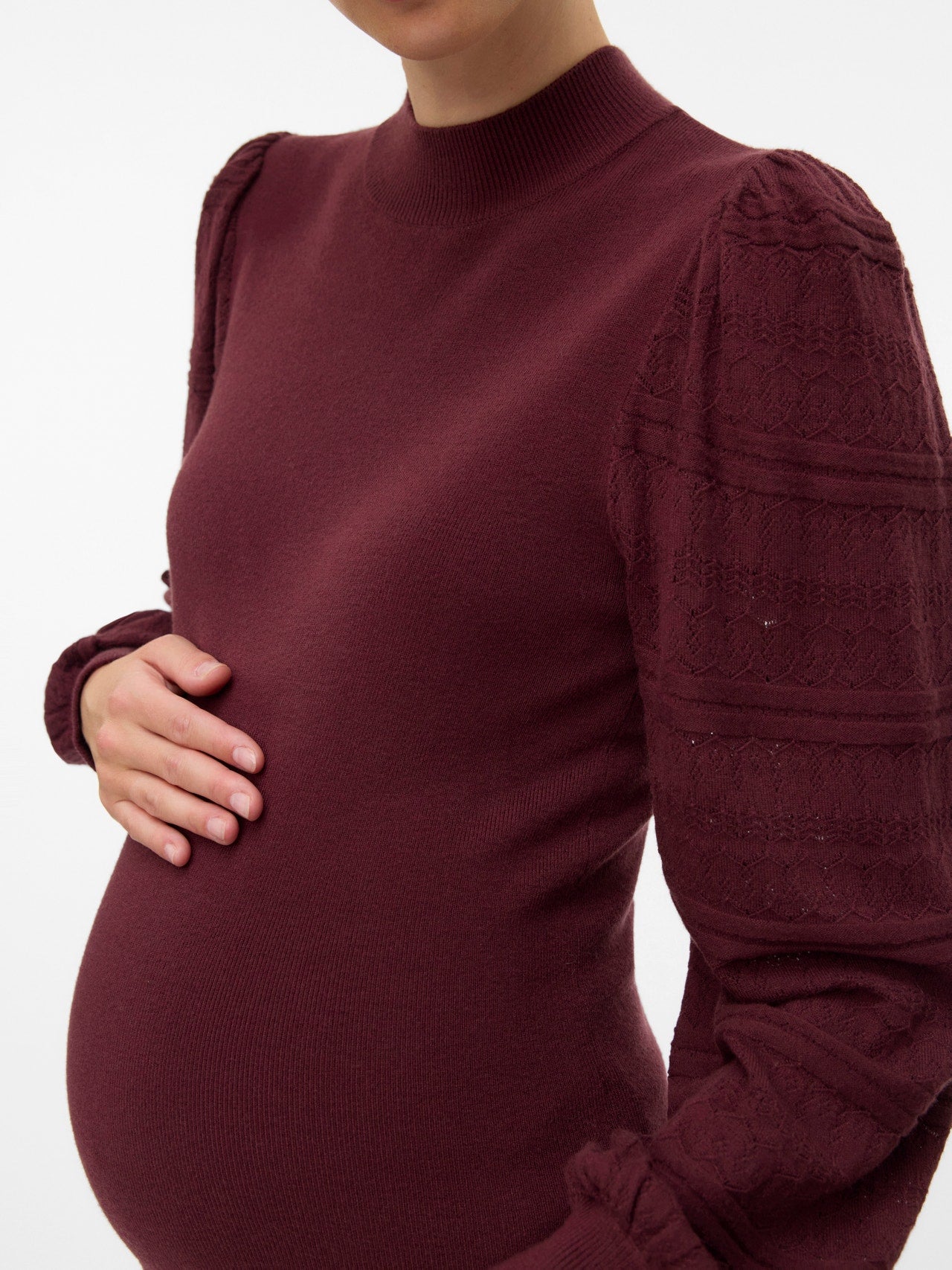 Normal geschnitten Hoch geschlossen Ballonärmel Pullover
