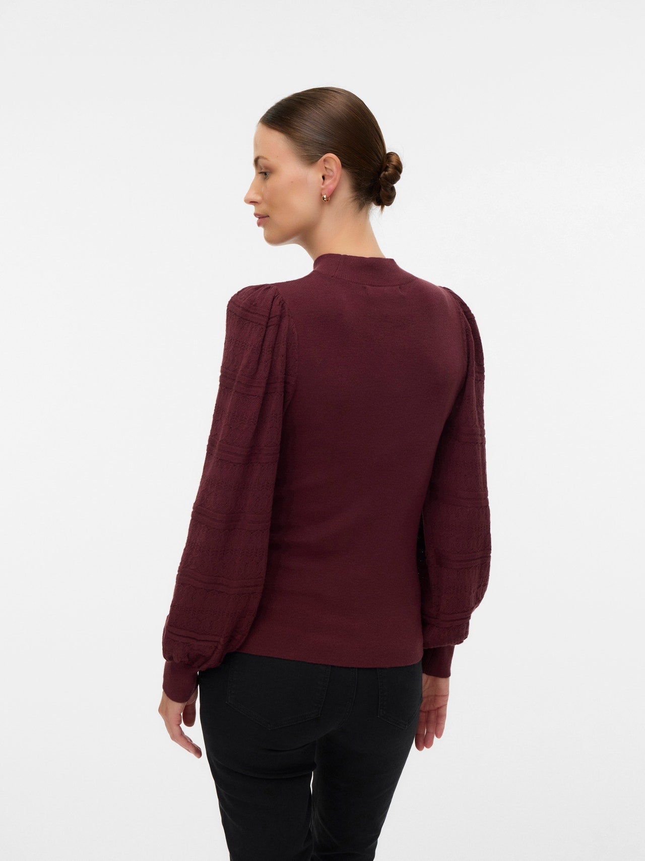 Normal geschnitten Hoch geschlossen Ballonärmel Pullover