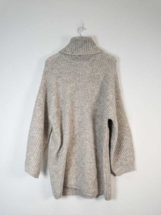 Normal geschnitten Rollkragen Midikleid