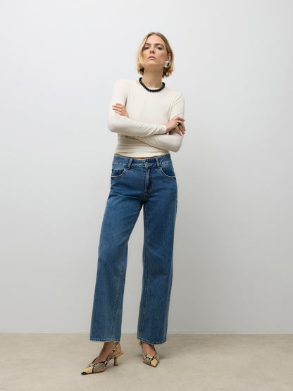 AWRENA Mid Rise Weiter Beinschnitt Jeans