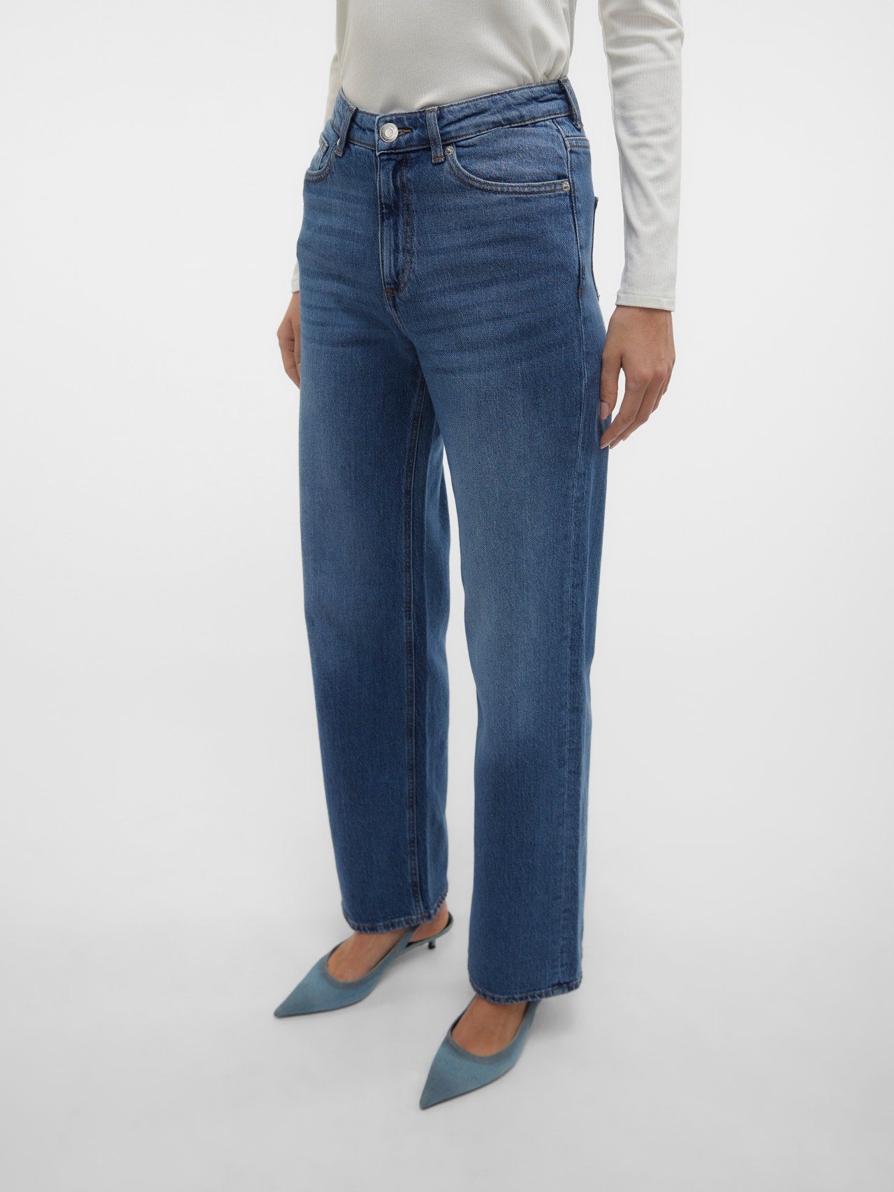 VMTESSA Hohe Taille Weit geschnitten Jeans